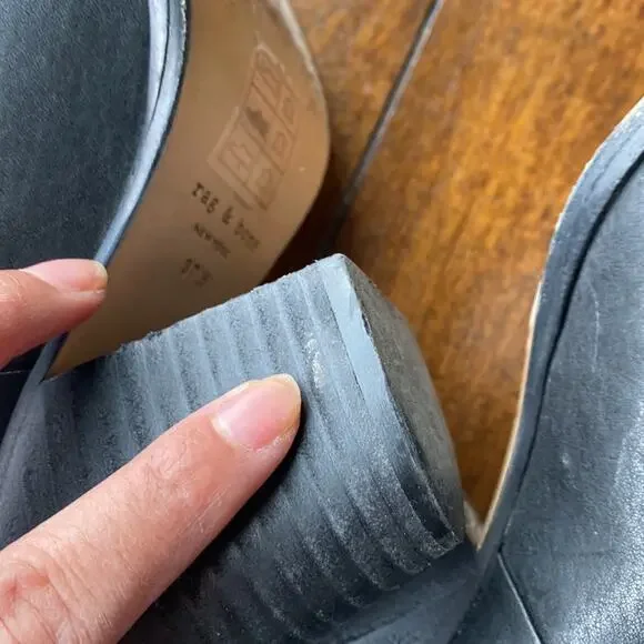 rag & bone Classic Newbury Ankle Boots Black leather stacked heel size 7 - Picture 7 of 12